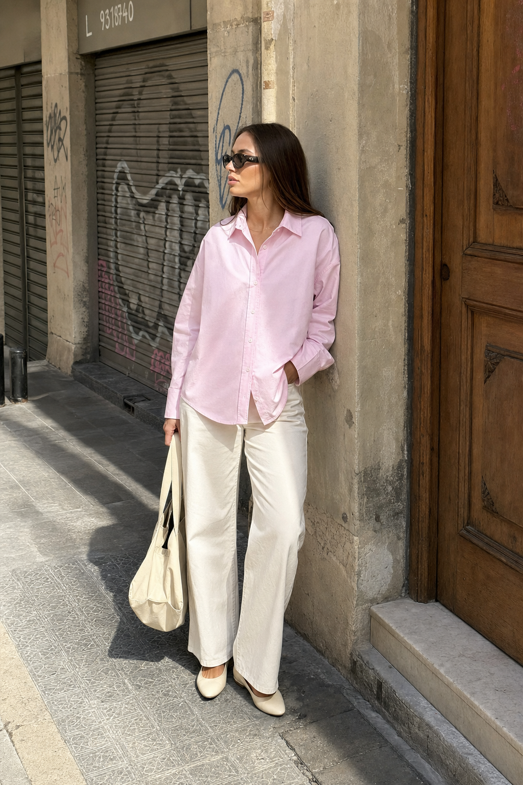 Elara Voss Blush Relax Shirt on model 2