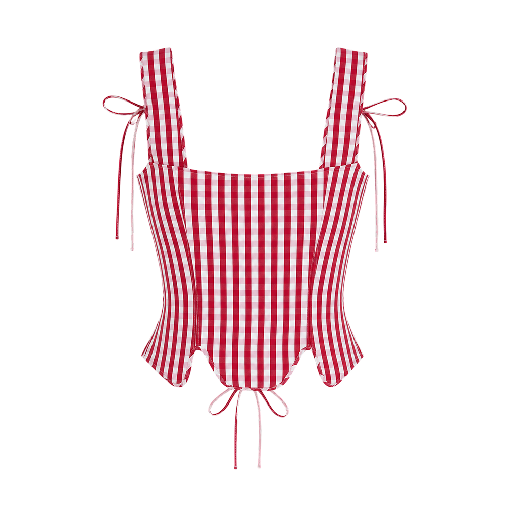 Elara Rosette Ghingham Corset Top