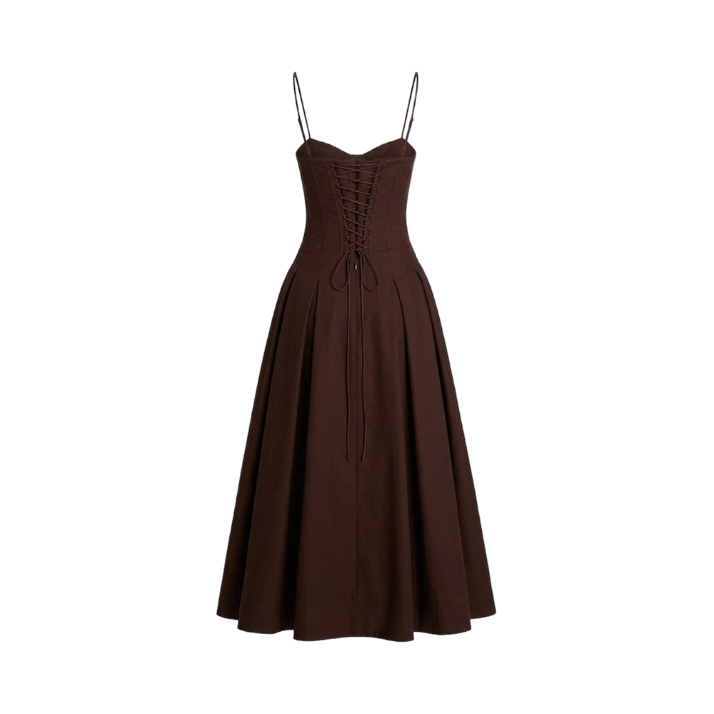 Elara Voss Amelie Dark Brown Midi Dress