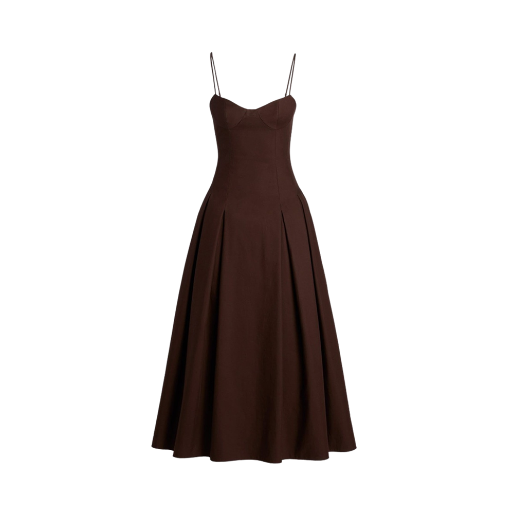Elara Voss Amelie Dark Brown Midi Dress
