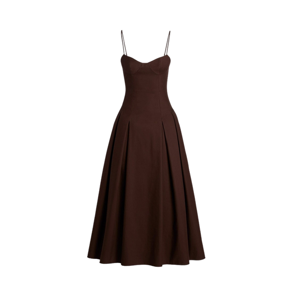 Elara Voss Amelie Dark Brown Midi Dress