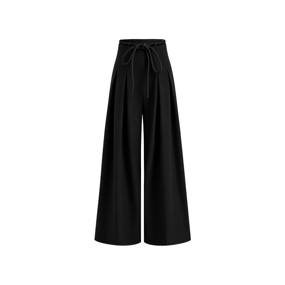 Elara Voss Amelie Pleated Black Trouser