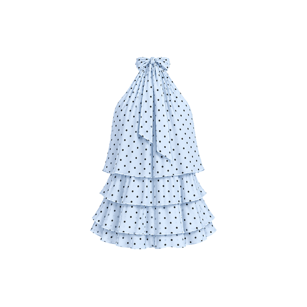 Elara Voss Amelie Powder Blue Polka Top
