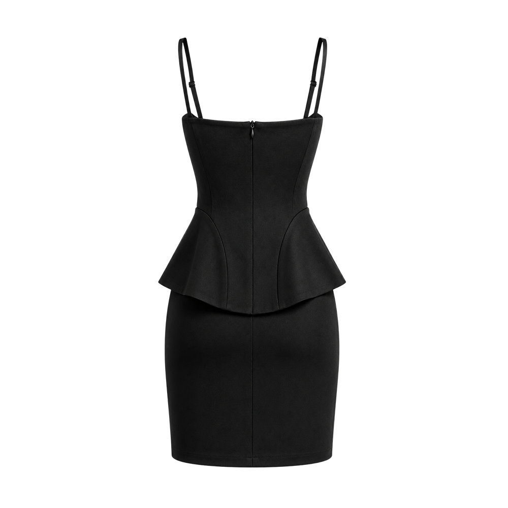 Elara Voss Aurelia Noir Peplum Dress