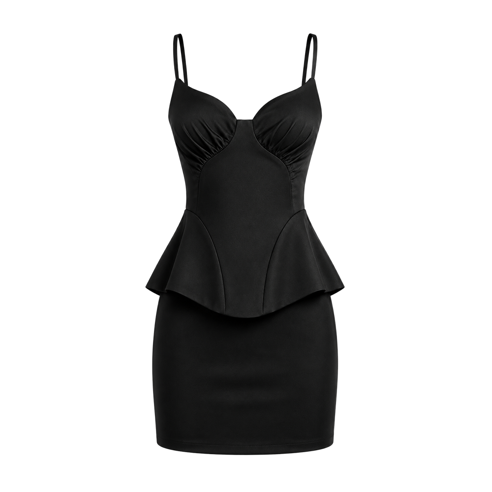Elara Voss Aurelia Noir Peplum Dress
