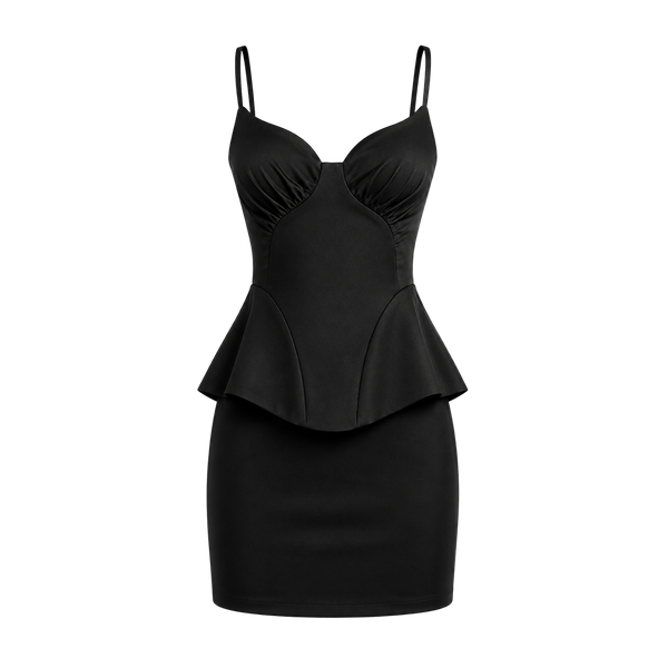 Elara Voss Aurelia Noir Peplum Dress