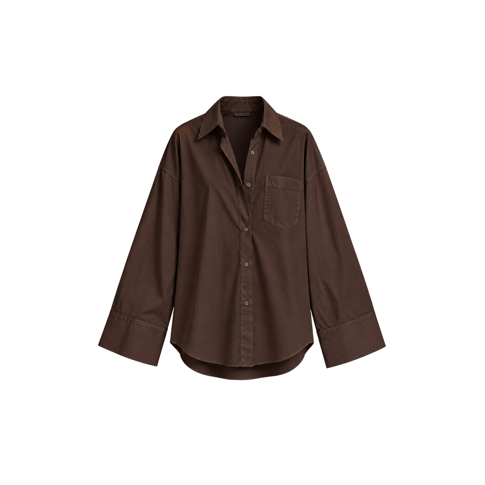 Elara Voss Aurelia Relaxed Cocoa Brown Shirt