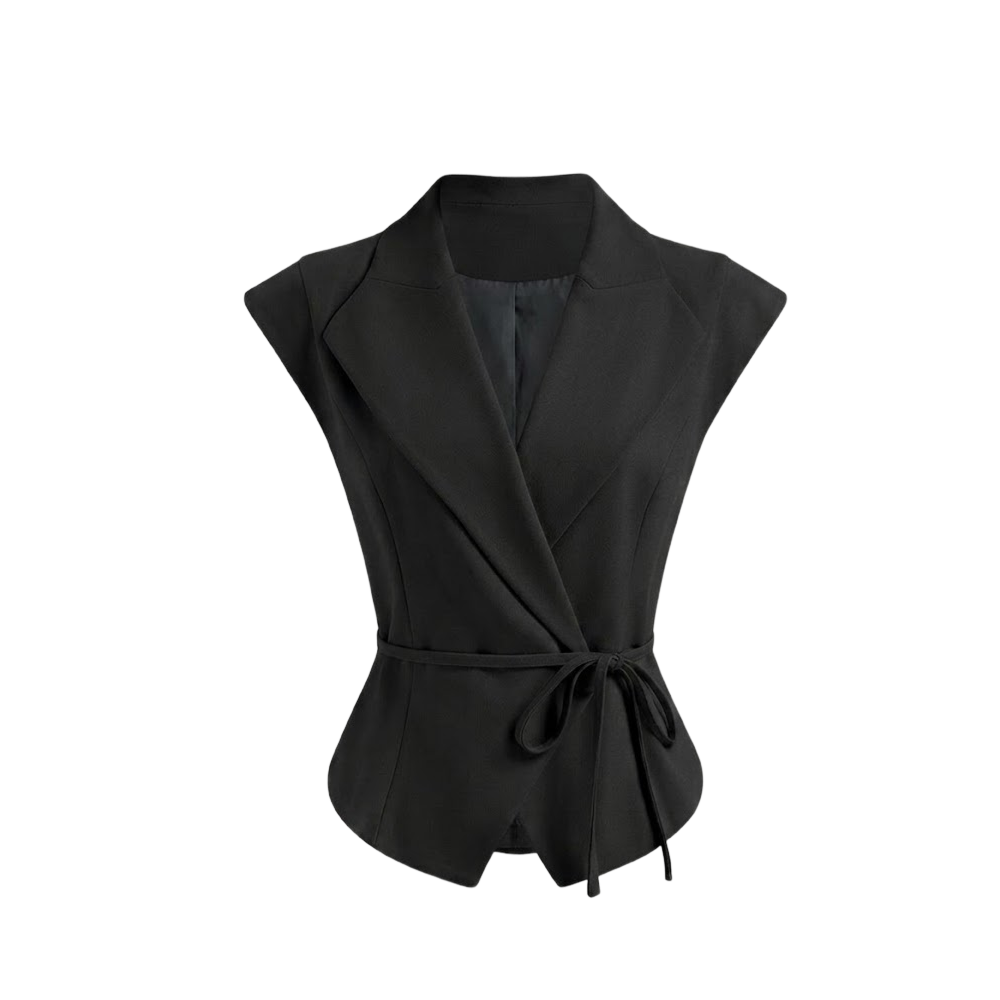 Elara Voss Aurelia Wrap Black Top