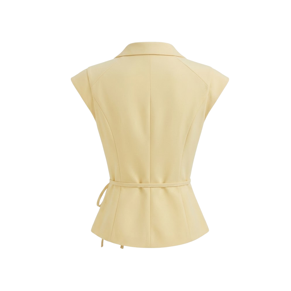 Elara Voss Aurelia Wrap Butter Yellow Top