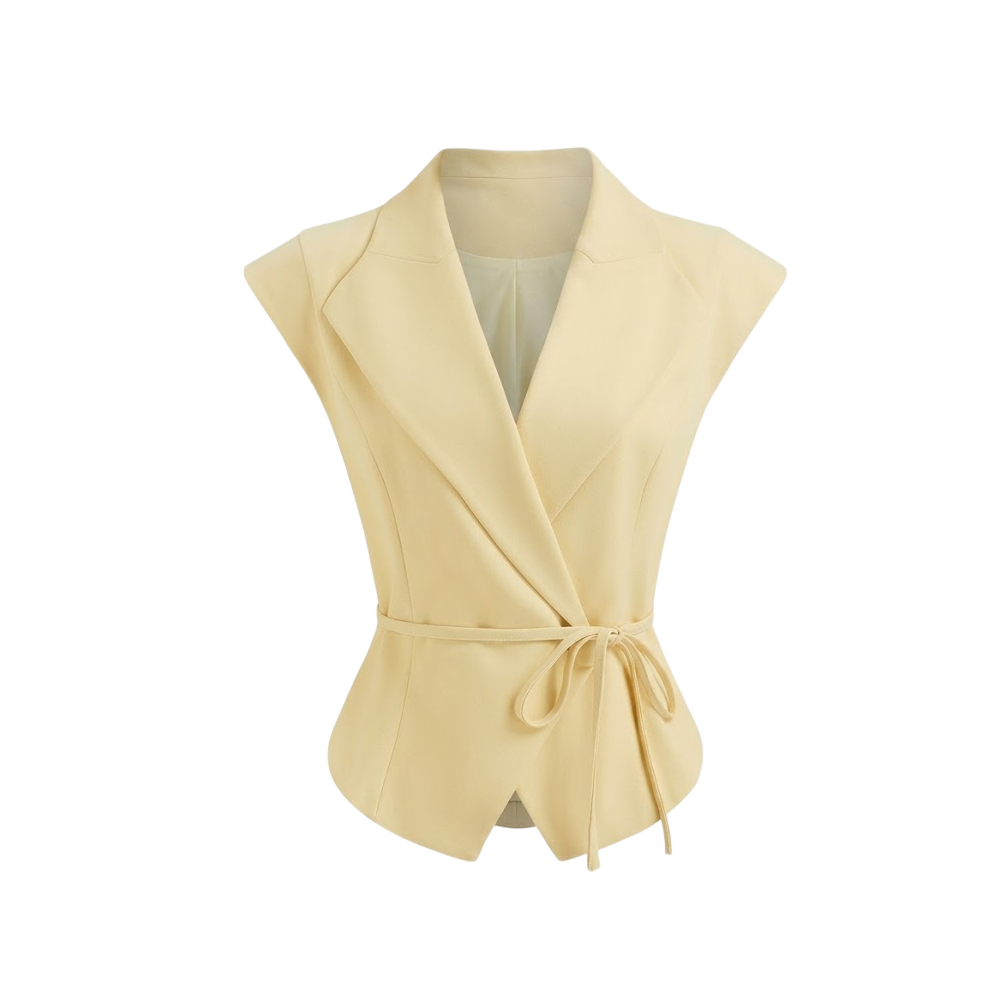 Elara Voss Aurelia Wrap Butter Yellow Top