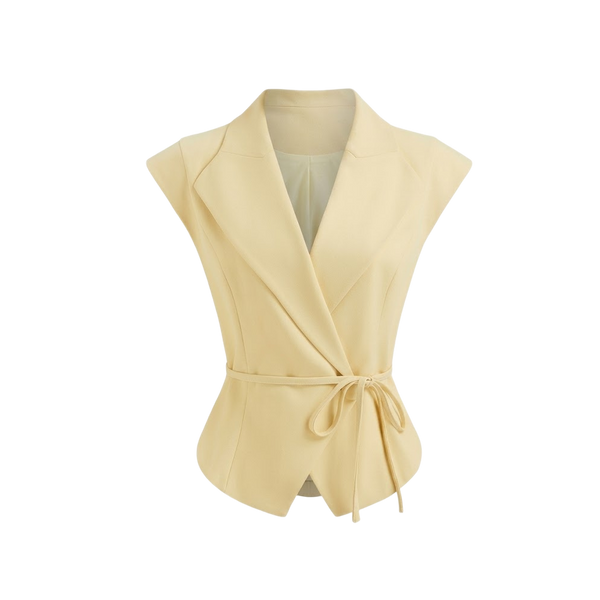 Elara Voss Aurelia Wrap Butter Yellow Top