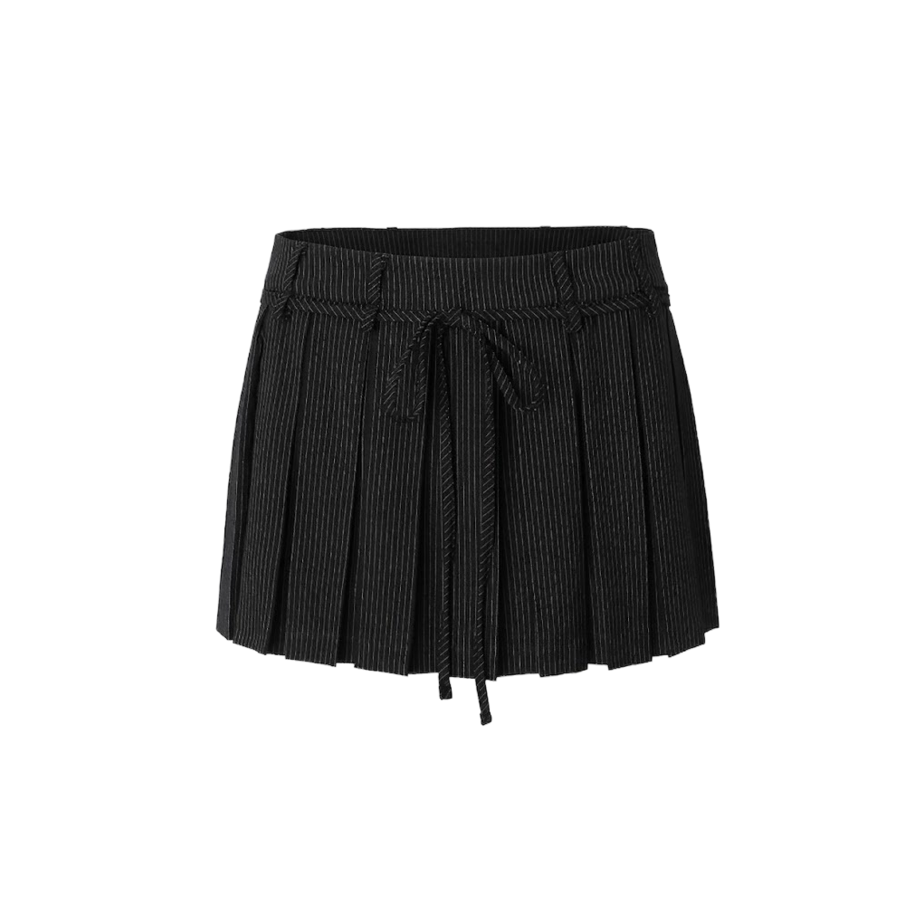 Elara Voss Black Pleated Skort