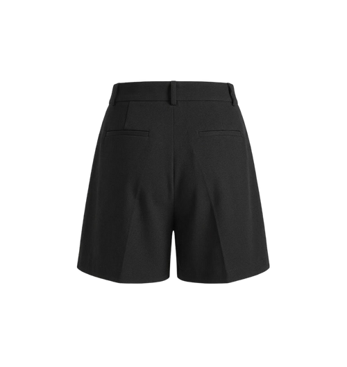 Elara Voss Black Pleated Tailored Shorts