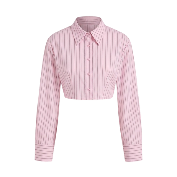 Elara Voss Blush Precision Crop Shirt