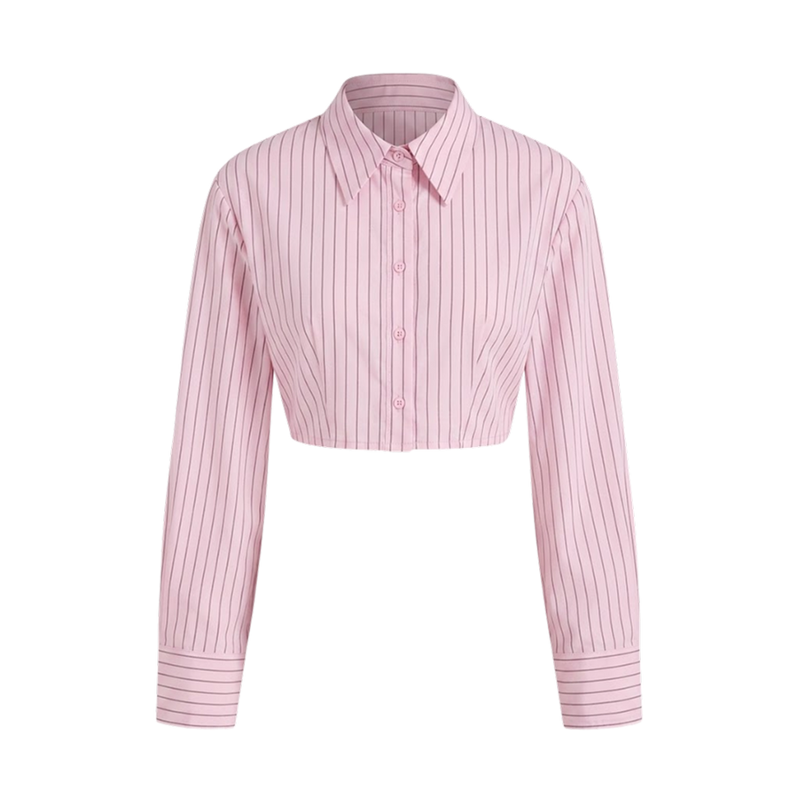 Elara Voss Blush Precision Crop Shirt