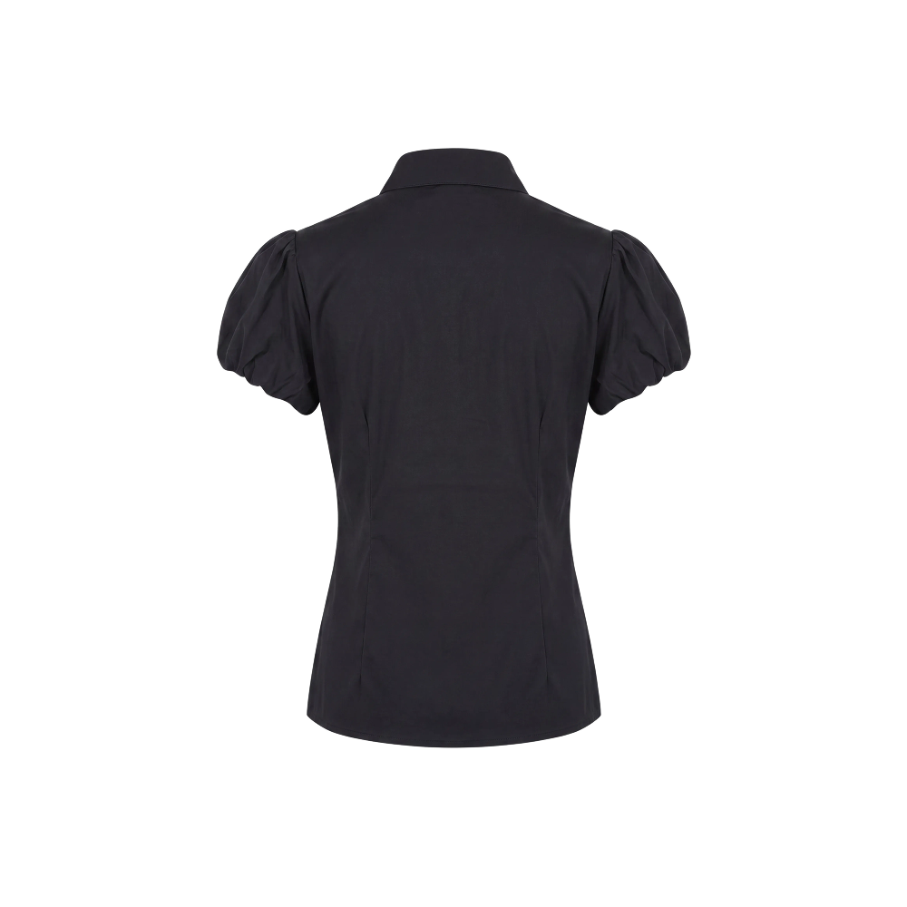 Elara Voss Camille Black Puff Sleeve