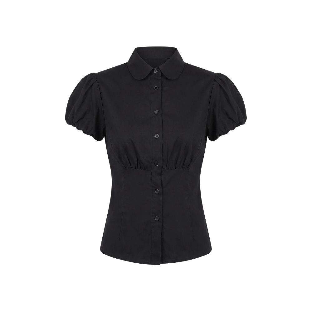 Elara Voss Camille Black Puff Sleeve
