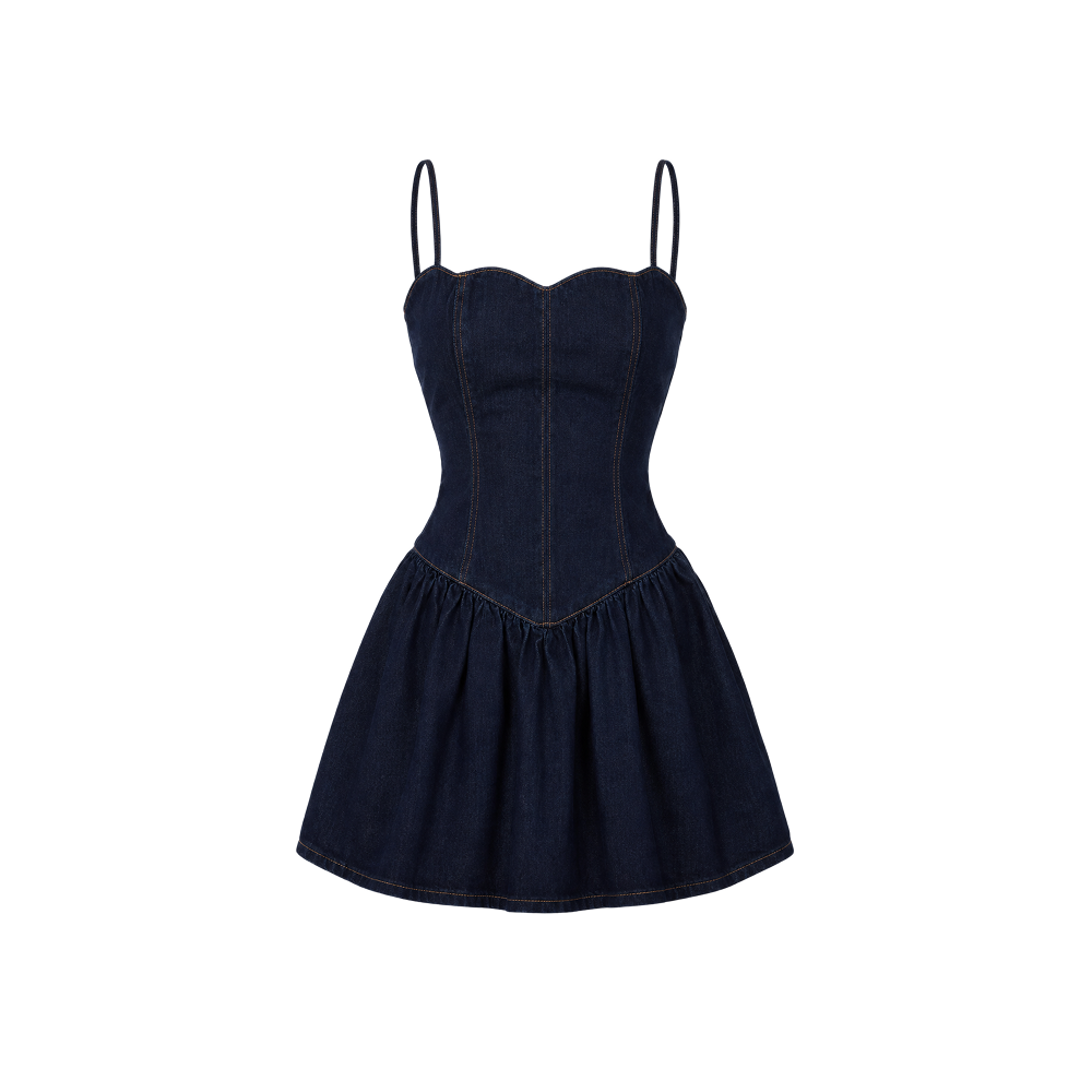 Elara Voss Camille Denim Corset Mini Dress