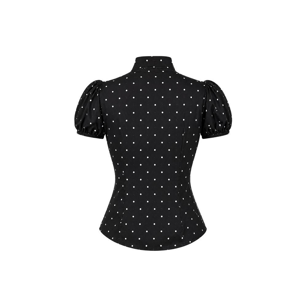 Elara Voss Camille Polka-Dot Black Top