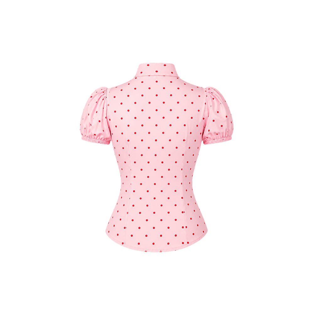 Elara Voss Camille Polka-Dot Powder Pink Top