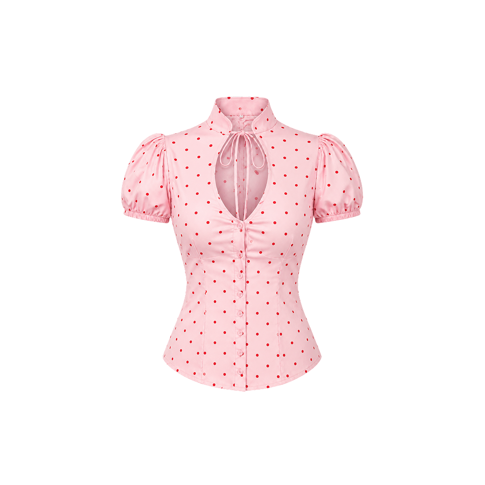 Elara Voss Camille Polka-Dot Powder Pink Top