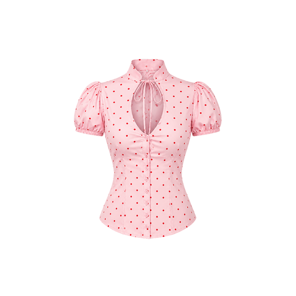 Elara Voss Camille Polka-Dot Powder Pink Top