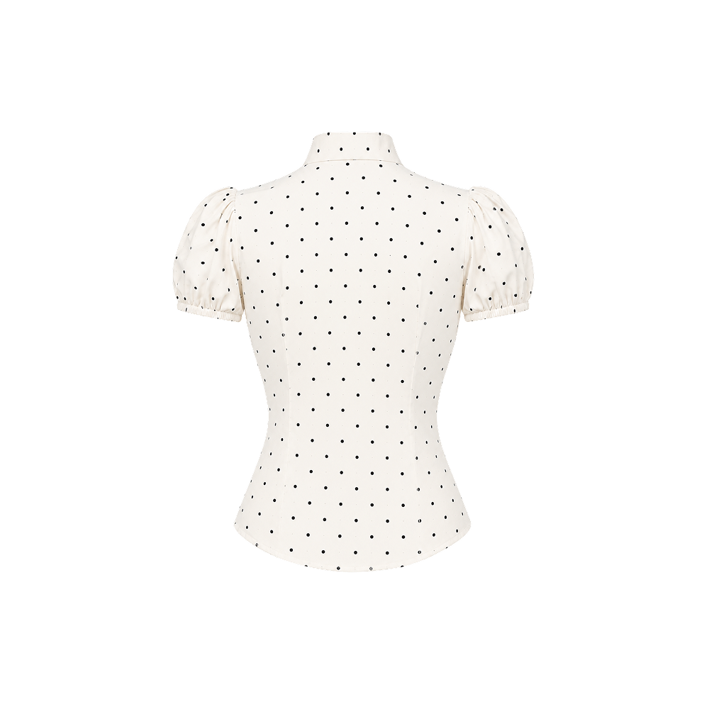 Elara Voss Camille Polka-Dot White Top