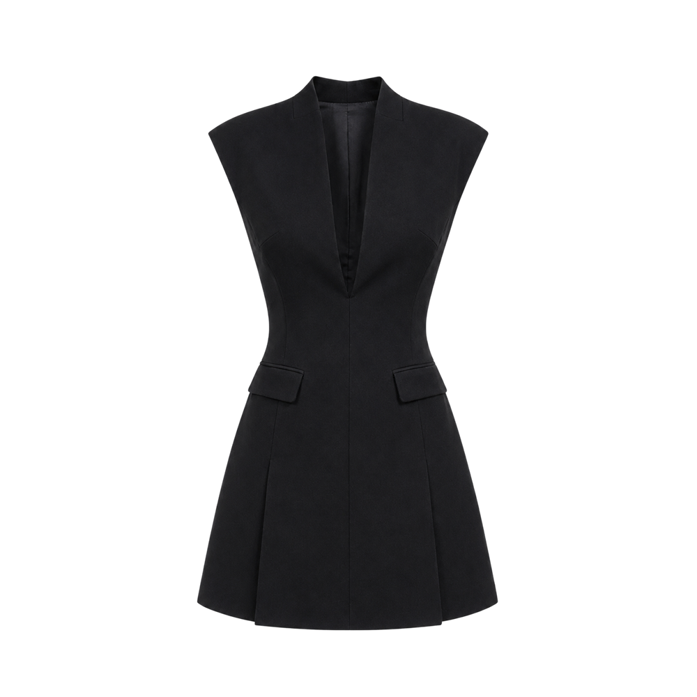 Elara Voss Celeste Black Mini Dress