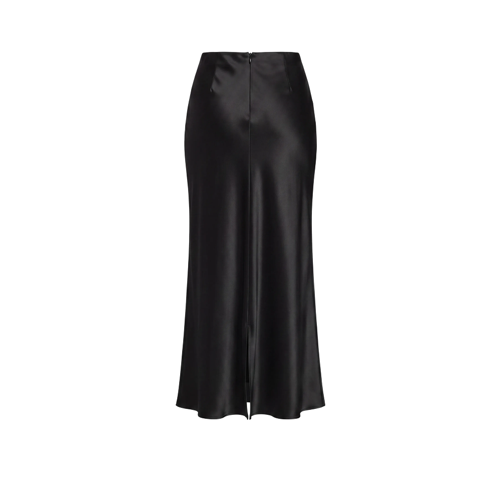 Elara Voss Celeste Black Satin Skirt
