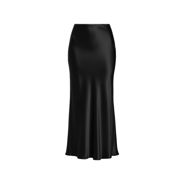 Elara Voss Celeste Black Satin Skirt