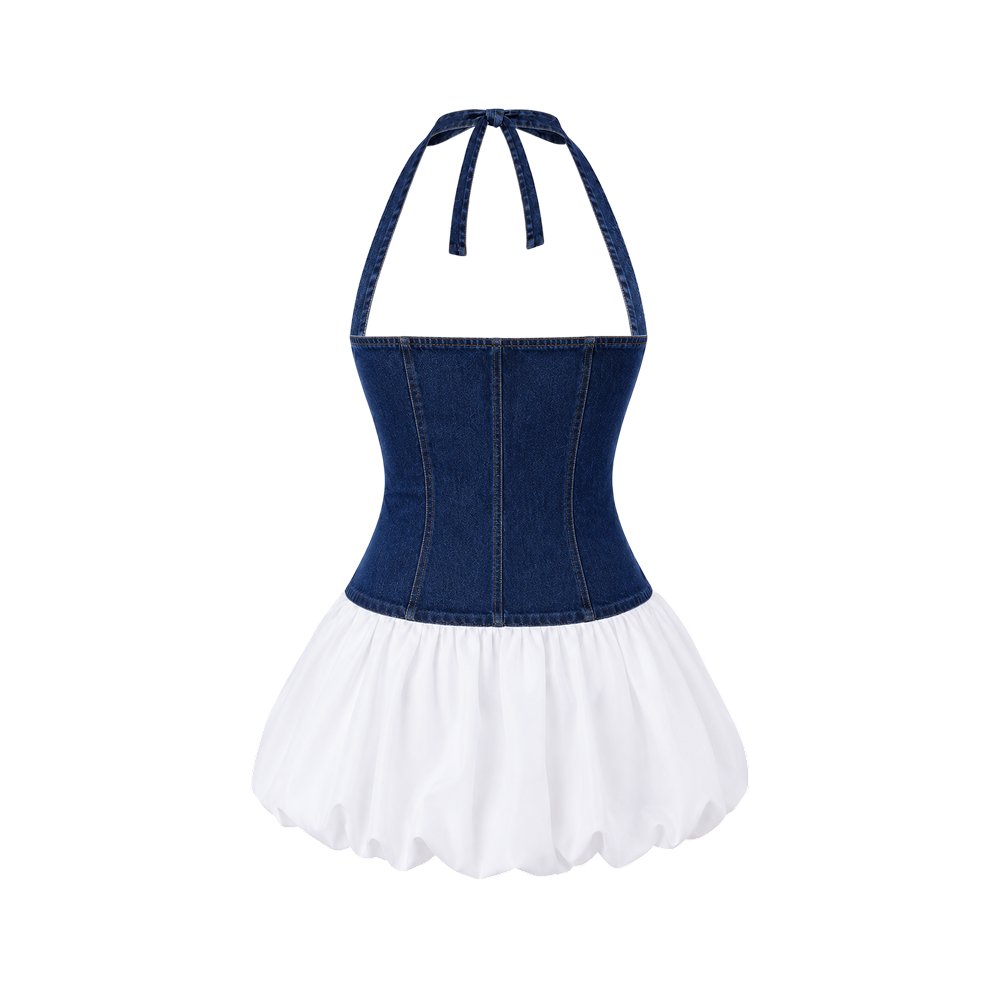 Elara Voss Celeste Contrast Corset Dress