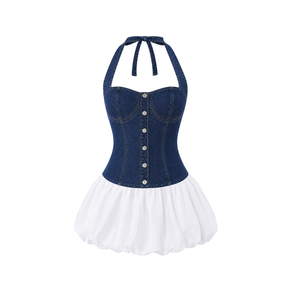 Elara Voss Celeste Contrast Corset Dress
