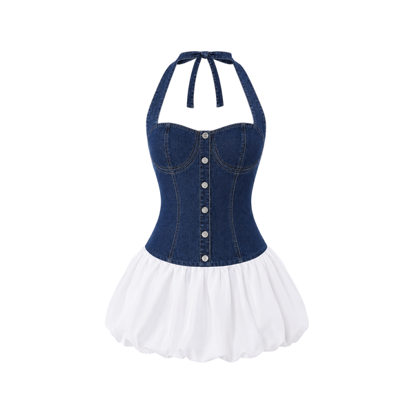Elara Voss Celeste Contrast Corset Dress