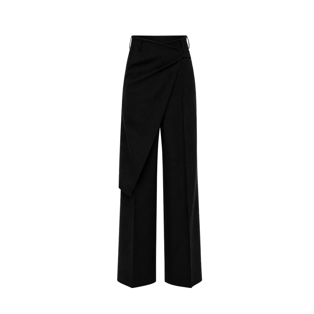 Elara Voss Celeste Draped Black Trouser