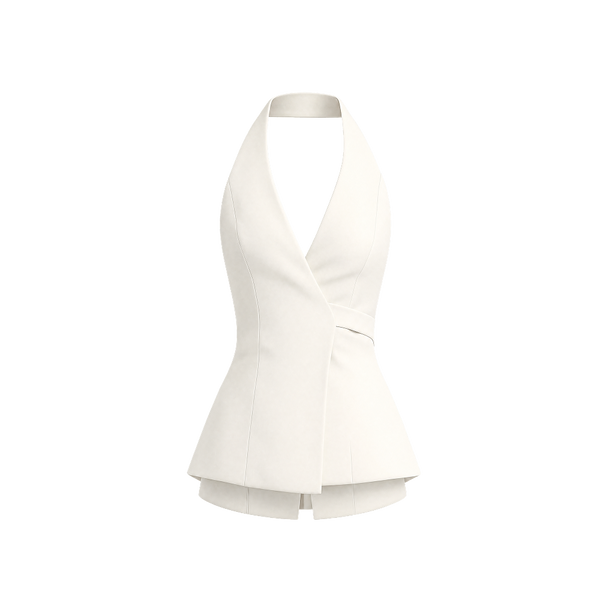 Elara Voss Celeste Halter Peplum Top
