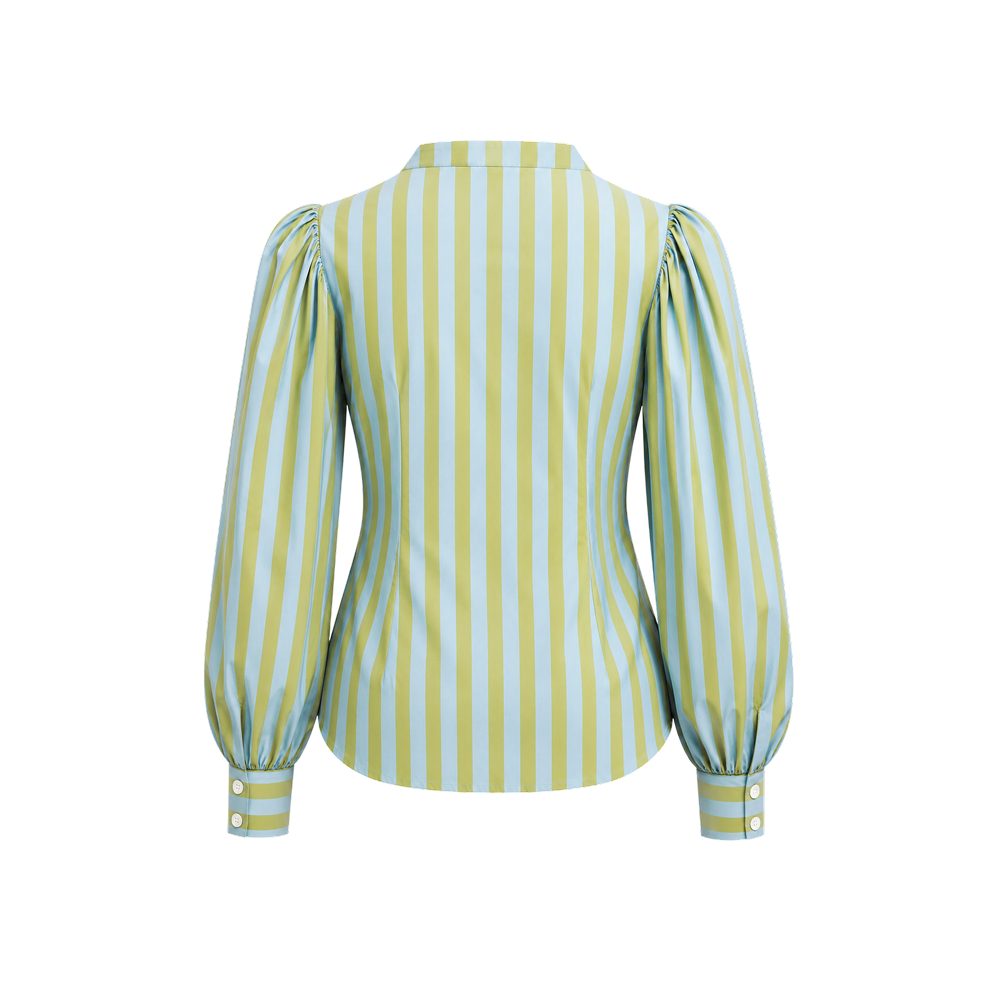 Elara Voss Celeste Lime & Blue Striped Shirt