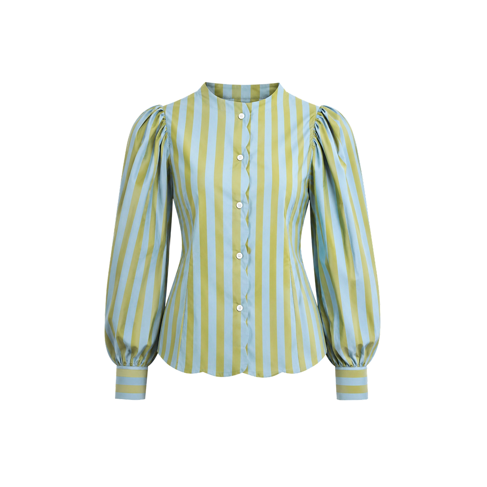 Elara Voss Celeste Lime & Blue Striped Shirt