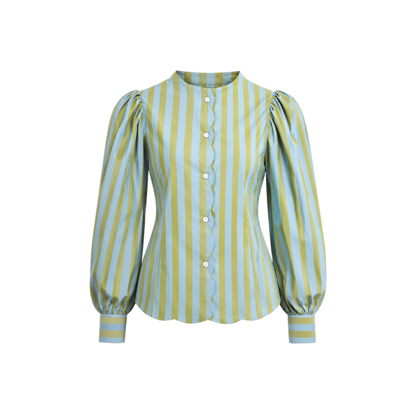 Elara Voss Celeste Lime & Blue Striped Shirt
