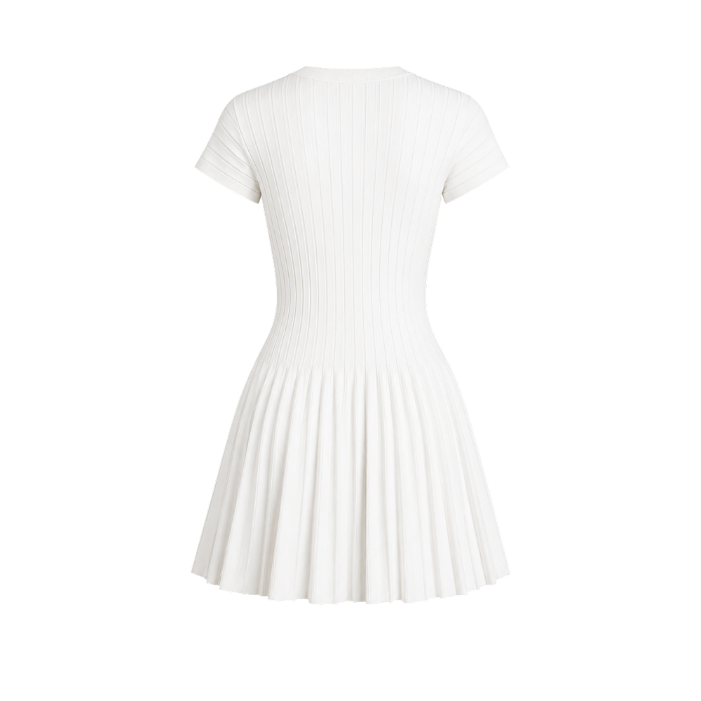Elara Voss Celeste Pleated Knit Mini Dress