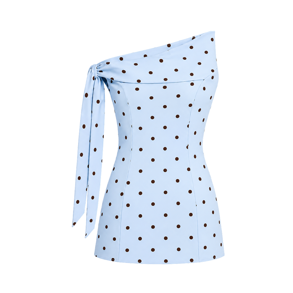 Elara Voss Celeste Powder Blue Polka Dot Dress