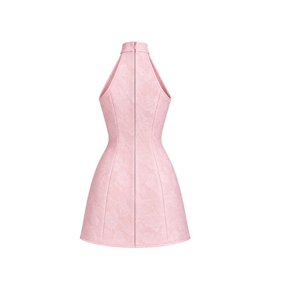 Elara Voss Celeste Powder Pink Halter Mini Dress