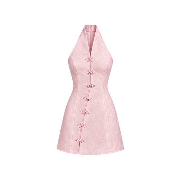 Elara Voss Celeste Powder Pink Halter Mini Dress