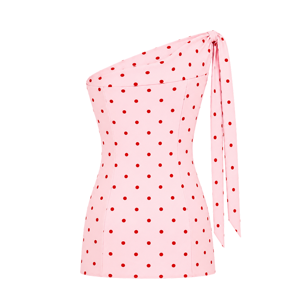 Elara Voss Celeste Powder Pink Polka Dot Dress