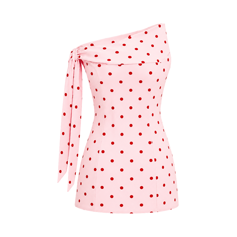 Elara Voss Celeste Powder Pink Polka Dot Dress