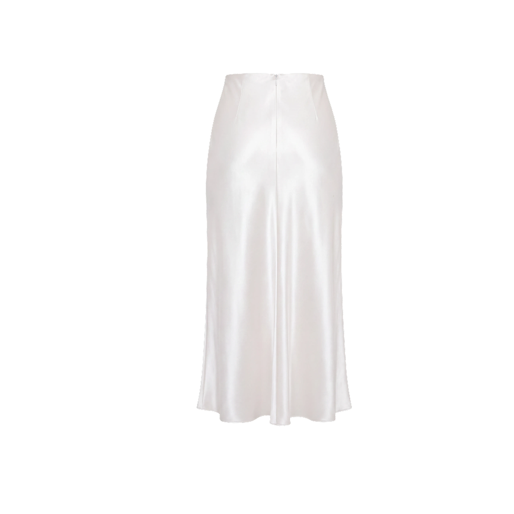 Elara Voss Celeste White Satin Skirt