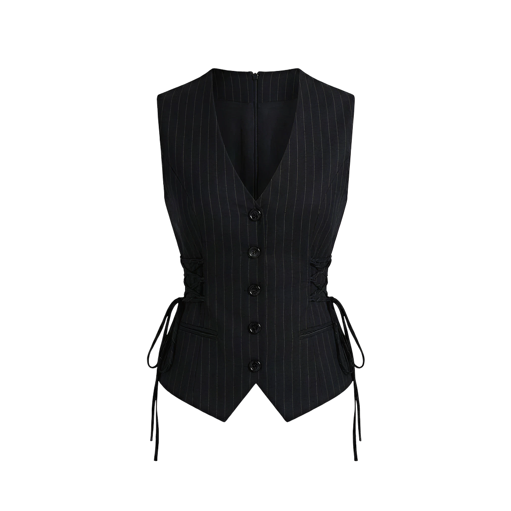Elara Voss Cinched Black Waistcoat