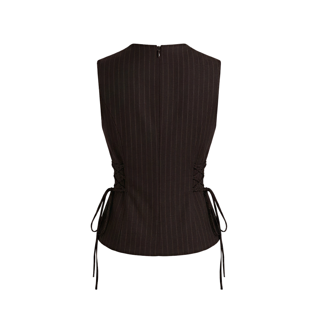 Elara Voss Cinched Cocoa Waistcoat
