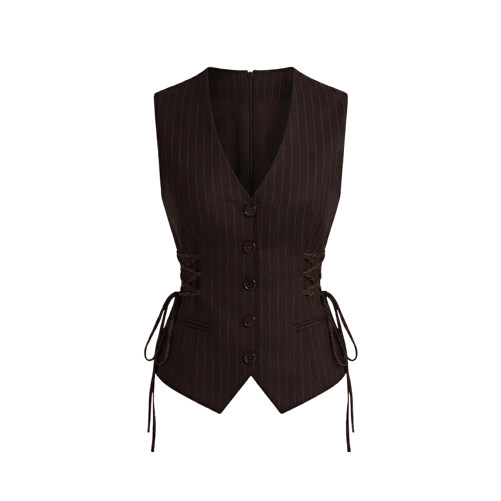 Elara Voss Cinched Cocoa Waistcoat