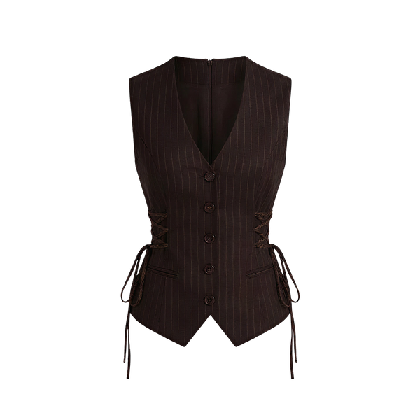 Elara Voss Cinched Cocoa Waistcoat