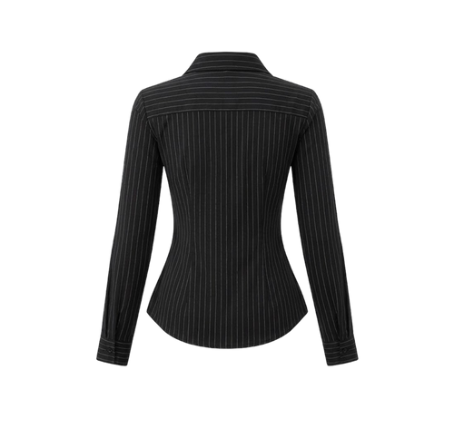Elara Voss Classic Black Pinstripe Shirt